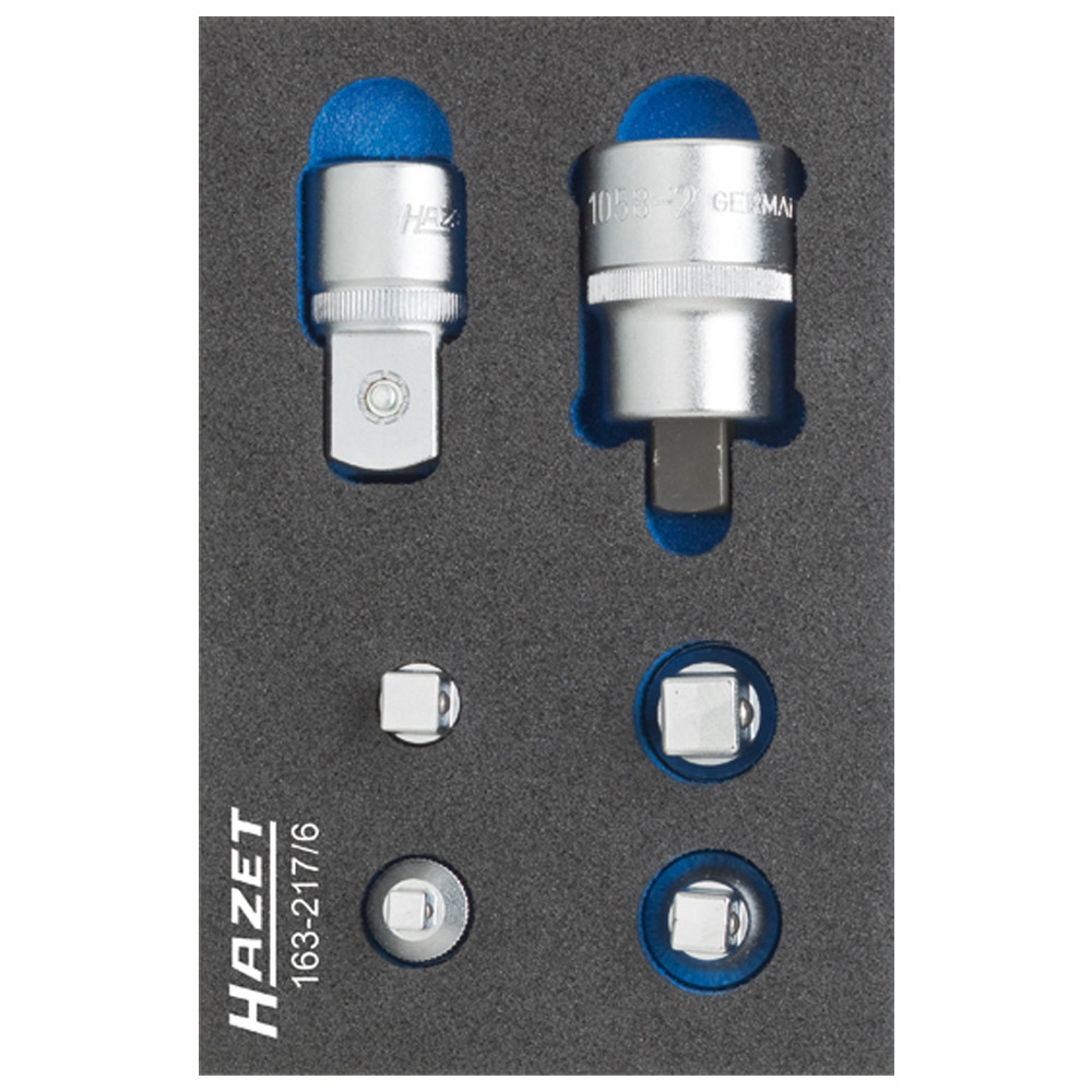 Hazet Adapter Satz 163-217/6, 1/4 (6,3 mm) Vierkant hohl, 3/8 (10 mm) Vierkant hohl, 1/2 (12,5 mm) Vierkant hohl, 3/4 (20 mm) Vierkant hohl, 1/4
