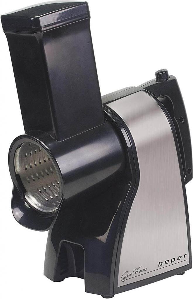 BEPER BP.400 elektrischer Gemüsehobel aus Stahl mit 3 Aufsätzen, Julienne Scheiben & Reibe