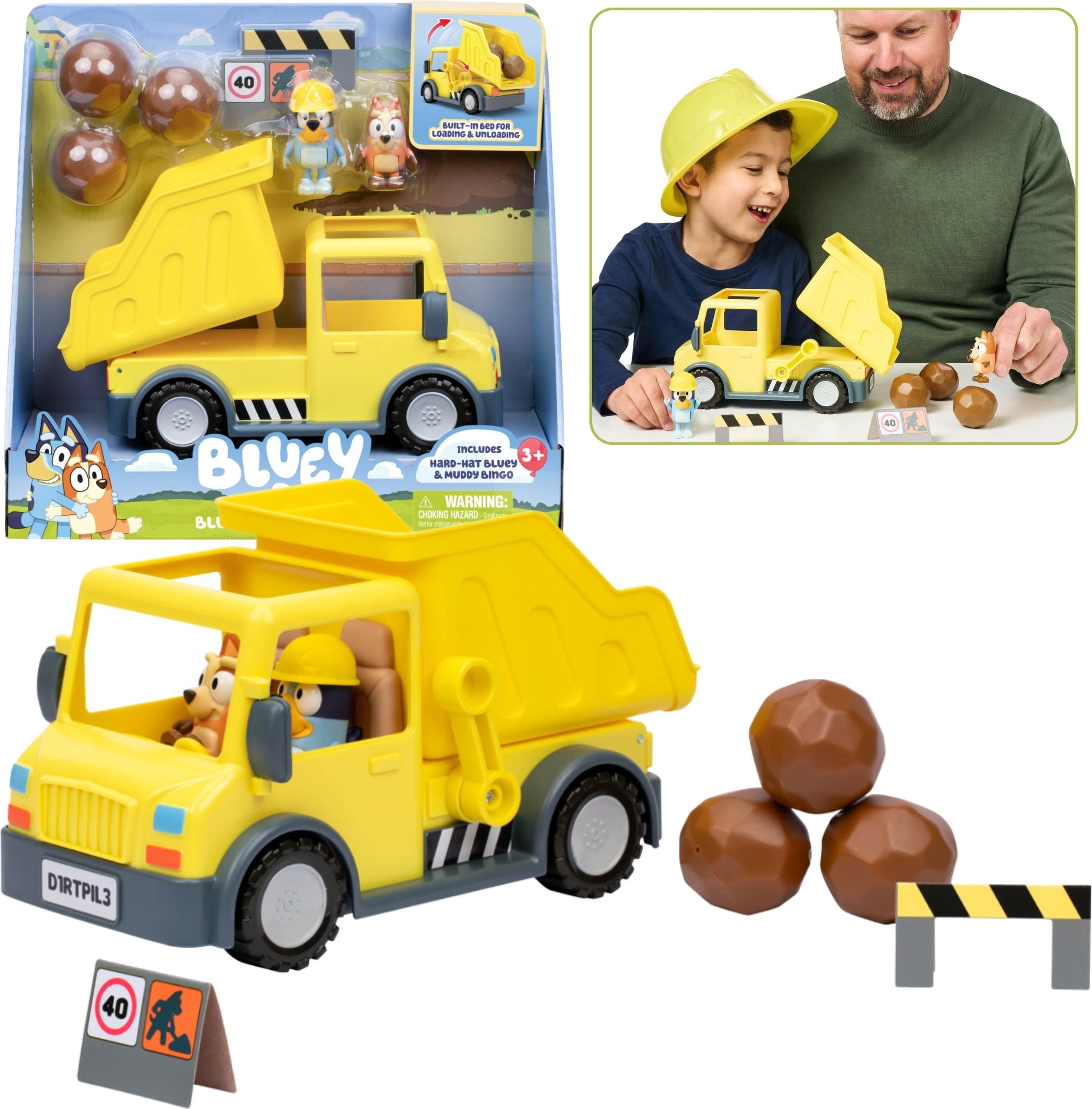 sarcia.eu Bluey Bingo Muldenkipper + 2 Hundefiguren, Figuren für Kinder 3+