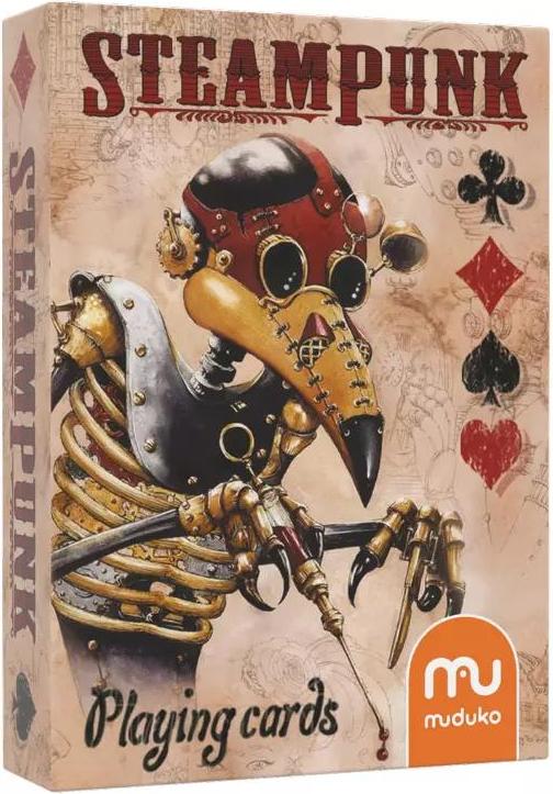 Muduko Steampunk-Spielkarten mit Dampfschiffen und Luftschiffen, 55 Karten, 65 x 90 x 19 mm