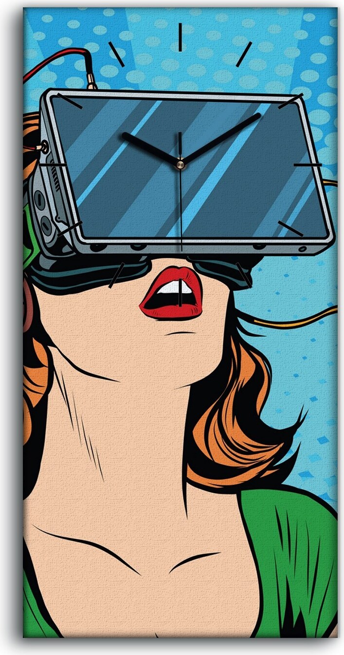 coloray Leinwand Wanduhr Wandkunst Uhr 30x60 Malerei Abstrakte VR Brillen Kunst - schwarze Hände zcv-423066913-30x60-c