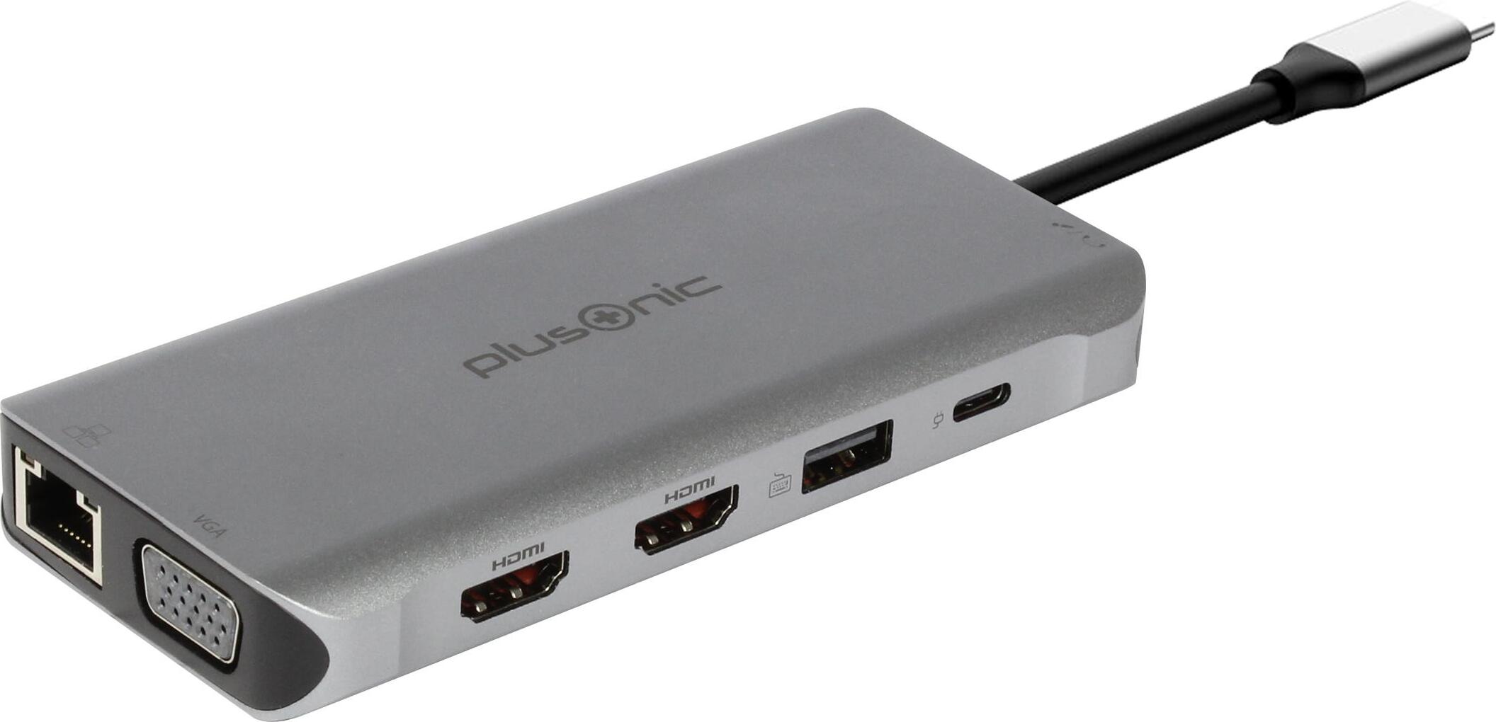 ALLNET PSUC0216, USB 3.2 Gen 1 (3.1 Gen 1) Type-C, 100 W, sivá, MicroSD (TransFlash), SD, 3,5 mm, HDMI, RJ-45, USB 2.0, USB 3.2 Gen 1 (3.1 Gen 1) Type-A, USB 3.2 Gen 1 (3.1 Gen 1) Type-C, VGA, USB
