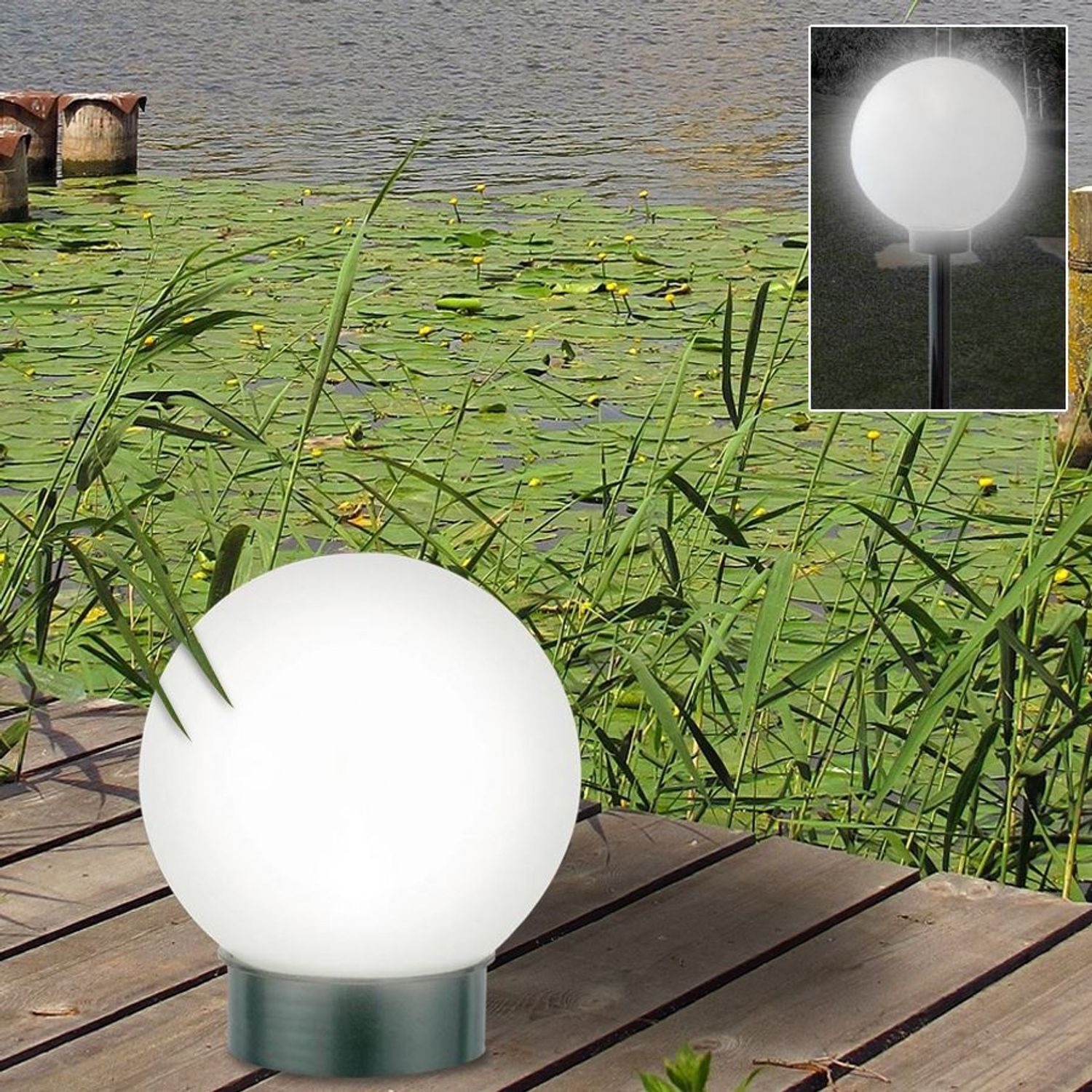 Buri LED-Solar-Kugelleuchte Kugellampe Leuchtkugel Solarlampe Gartenlampe Lichtkugel 00e0f