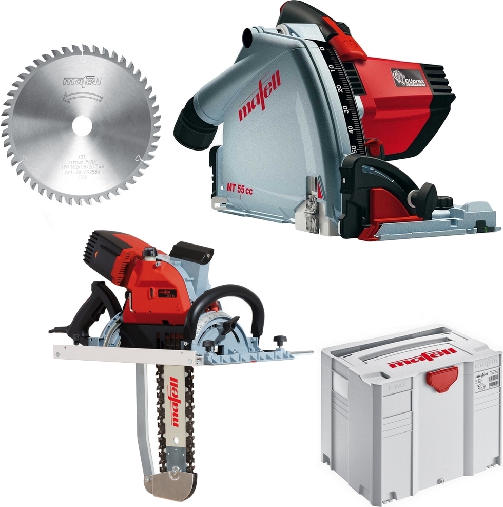 Mafell Zimmerei-Kettensäge ZSXEc / 400HM + Tauchsäge MT 55 cc Midi Max T-Max 91071