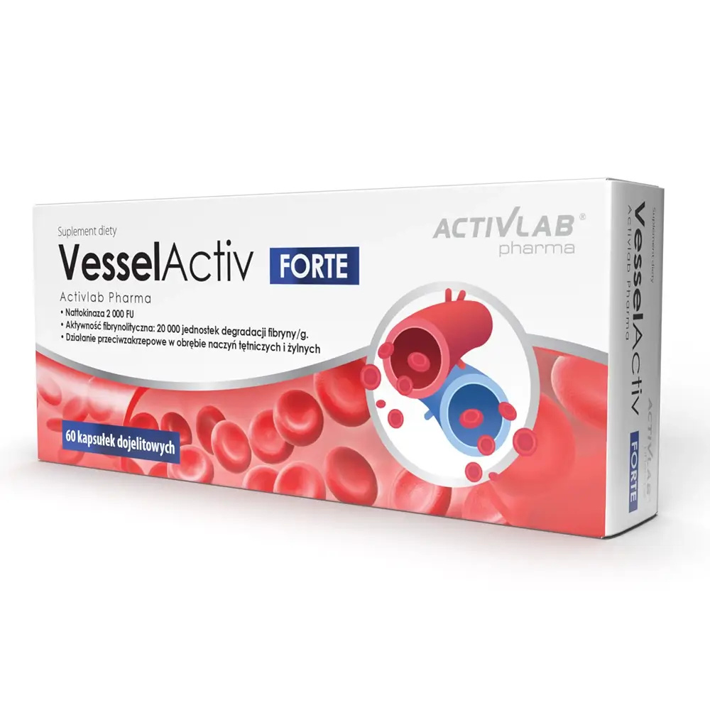 Activlab Pharma VesselActiv FORTE – Soja Nattokinase zur Unterstützung des Kreislaufsystems | 60 Kapseln mit magensaftresistenten Kapseln FR/308
