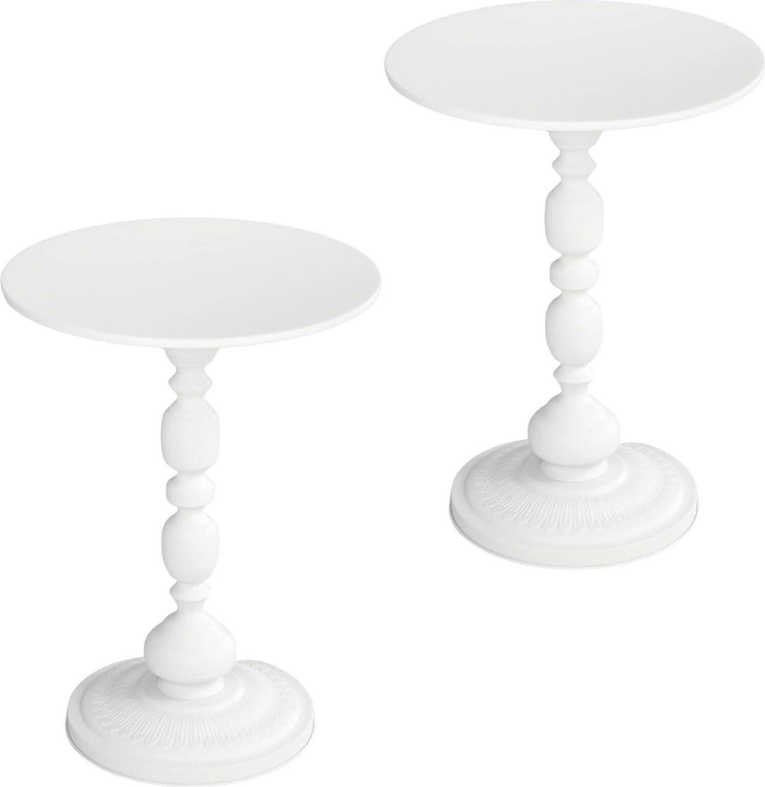 Sonstige Runder Couchtisch 2er Set Metall Beistelltisch Weiß Retro-Stil