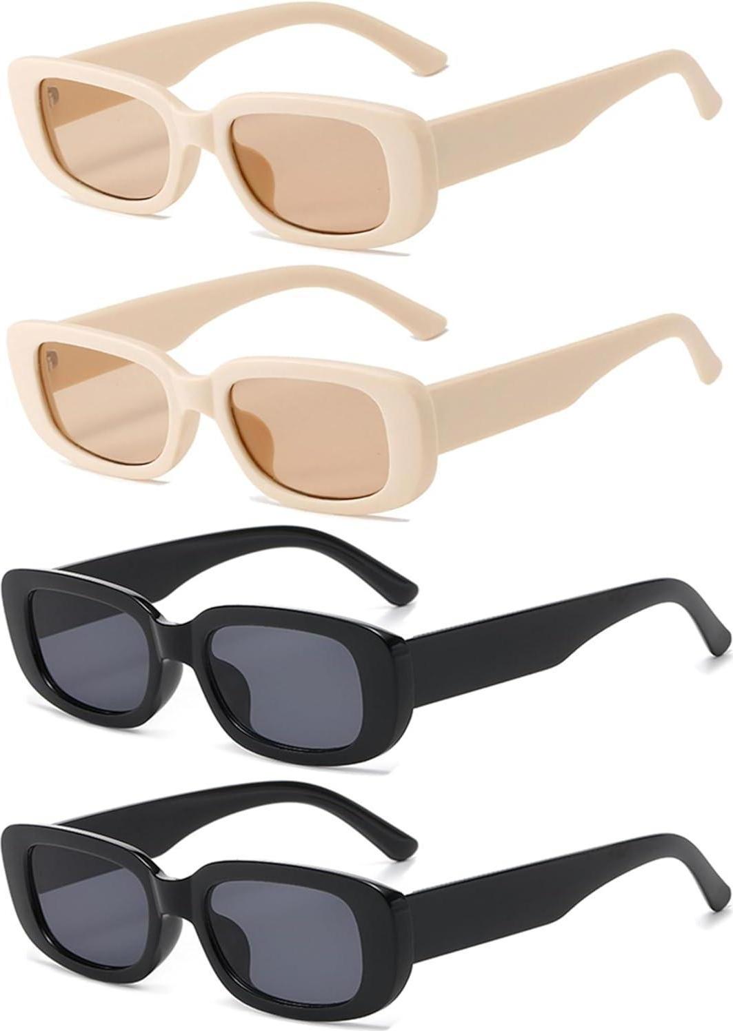 Sonstige Retro Sonnenbrillen Set 4 Stück Damen Vintage Quadrat Brille 90er Trendy