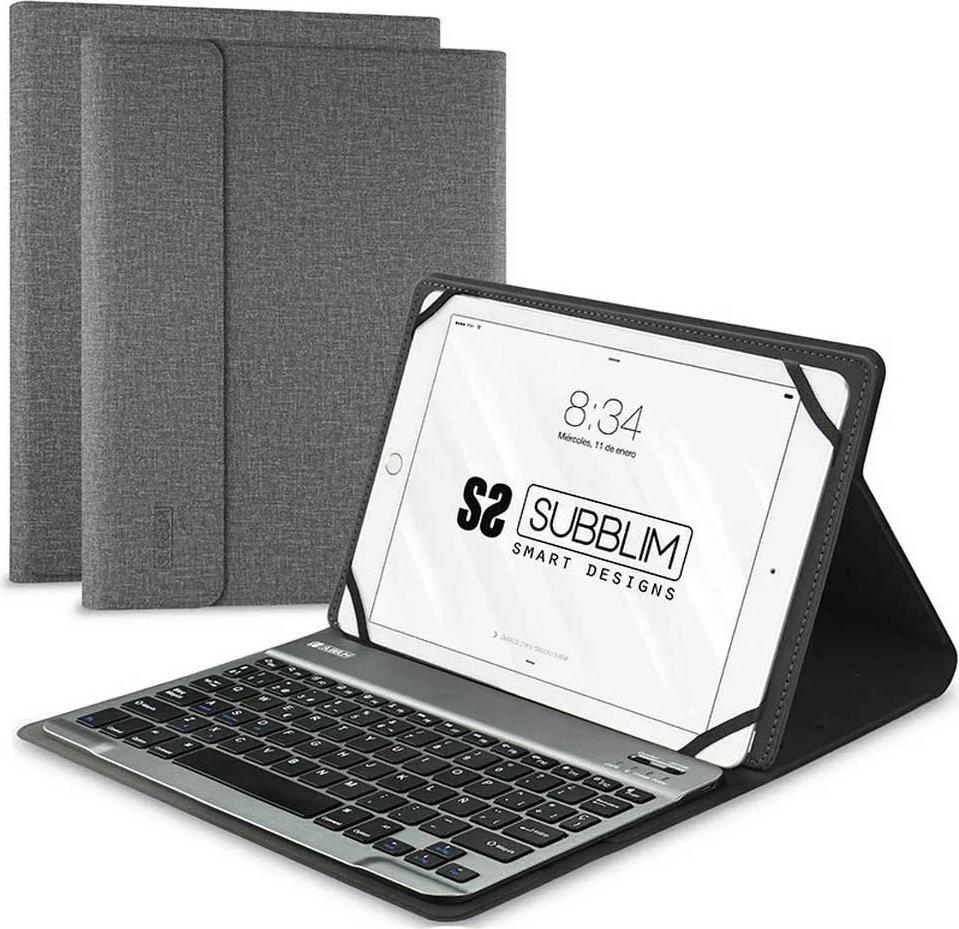 SUBBLIM SUB-KT2-BT0002, QWERTY, Spanisch, 5 Millionen Zeichen, Jede Marke, Grau, 25,6 cm (10.1")