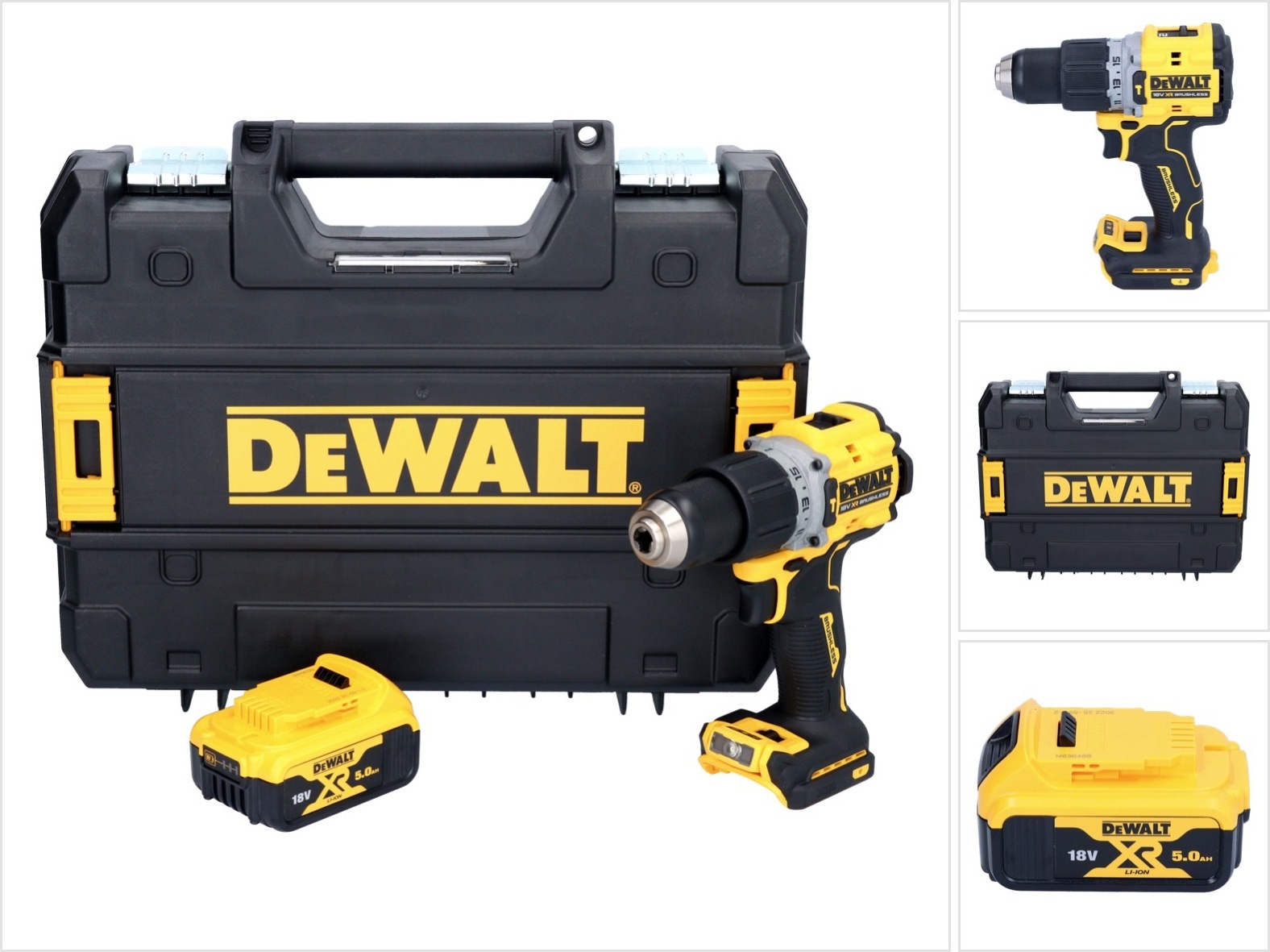 Akumulátorová príklepová vŕtačka DeWalt DCD 805 NT 18 V 90 Nm bez kefiek + 1x akumulátor 5,0 Ah + TSTAK - bez nabíjačky