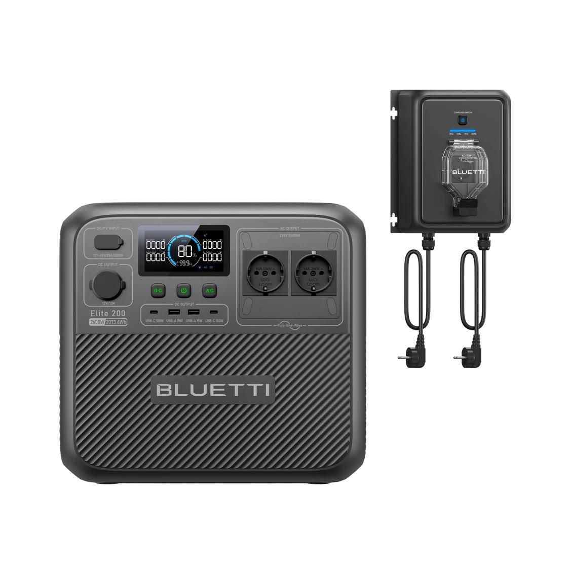 BLUETTI Elite 200 V2 + Balco Transfer Hub, 800-W-Netzgekoppelte Solarbatterielösung für Wohnungen und Häuser zur Senkung der Stromkosten