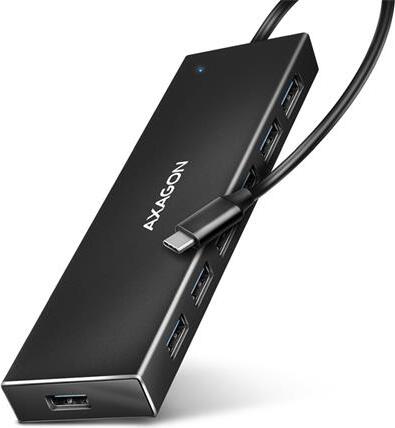 AXAGON Axagon HUE-F7C 7x USB 3.2 Gen 1 ALU FLAT hub micro power IN 30cm USB-C USB 3.2 Gen 1 (3.1 Gen 1) Type-A 5000 Mbit/s Black