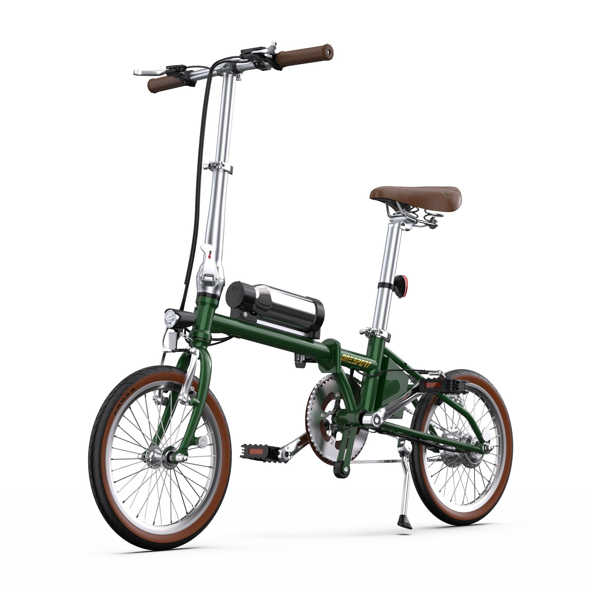 16 "Skladací elektrický bicykel 36V5.2Ah e-bike Commuting Lightweight 14.5kg 2.5h charge Retro e-bike pre ženy muži e-bike mestské bicykle Skladacia zelená