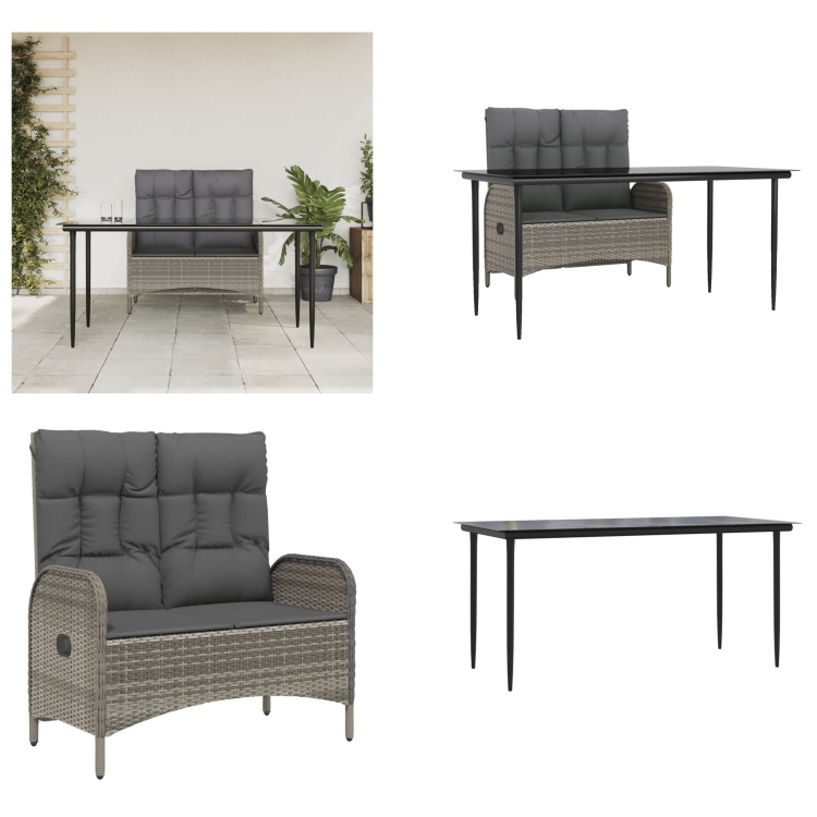 vidaXL 2 ks záhradný jedálenský set s vankúšmi sivý polyratan - Záhradný jedálenský set - Záhradné jedálenské sety - Jedálenský set - Set záhradného nábytku