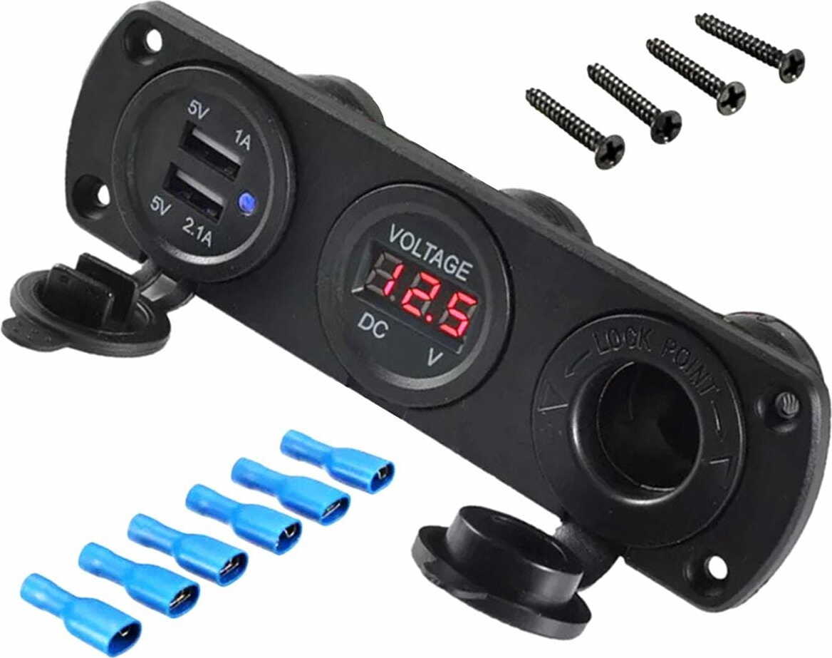 APT PLS37 12V zásuvka + 2x USB + voltmeter panel