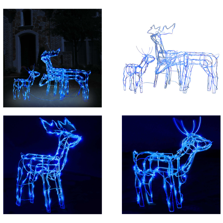 vidaXL 3 tlg. LED Rentiere Set Weihnachtsdeko 229 LEDs - LED Weihnachtsdekoration - LED Weihnachtsdekorationen - LED Dekoration - Weihnachtsdekoration HL328540