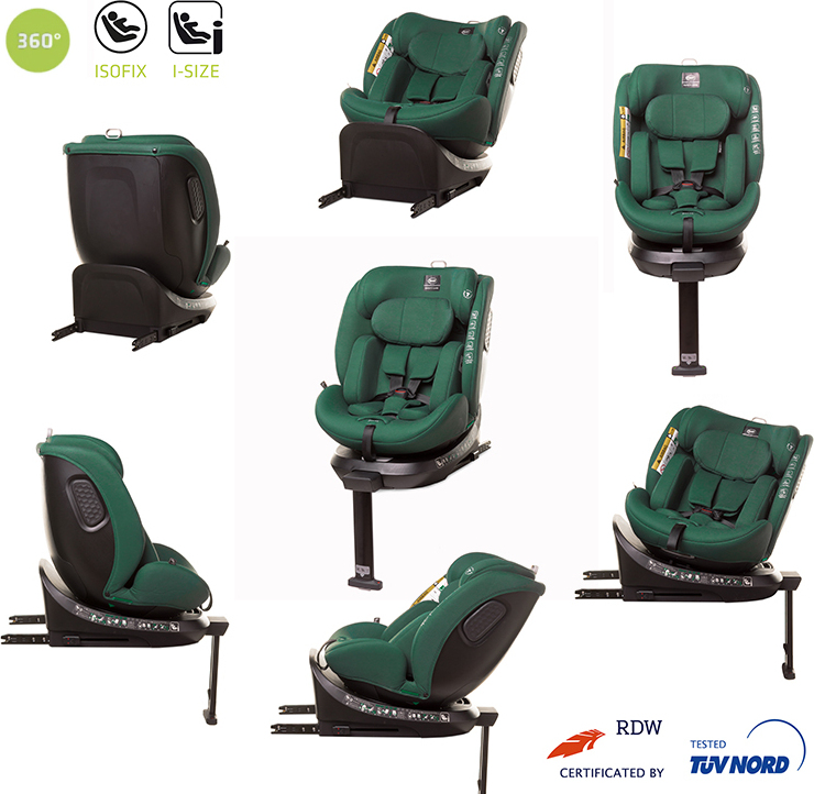 360° ENZO-FIX Prémiová detská sedačka Isofix so stabilizačnou nohou I-Size s RWF do 105 cm Detská sedačka, ktorá rastie s dieťaťom