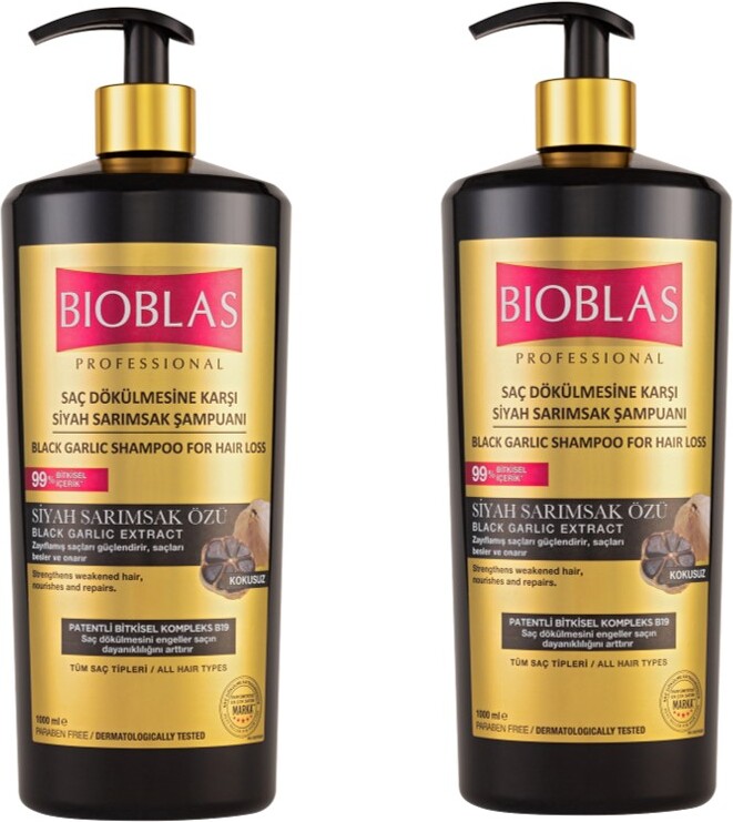 2x Bioblas Schwarzer Knoblauch Shampoo 1000ml Anti Haarausfall für M/F geruchlos 73554208