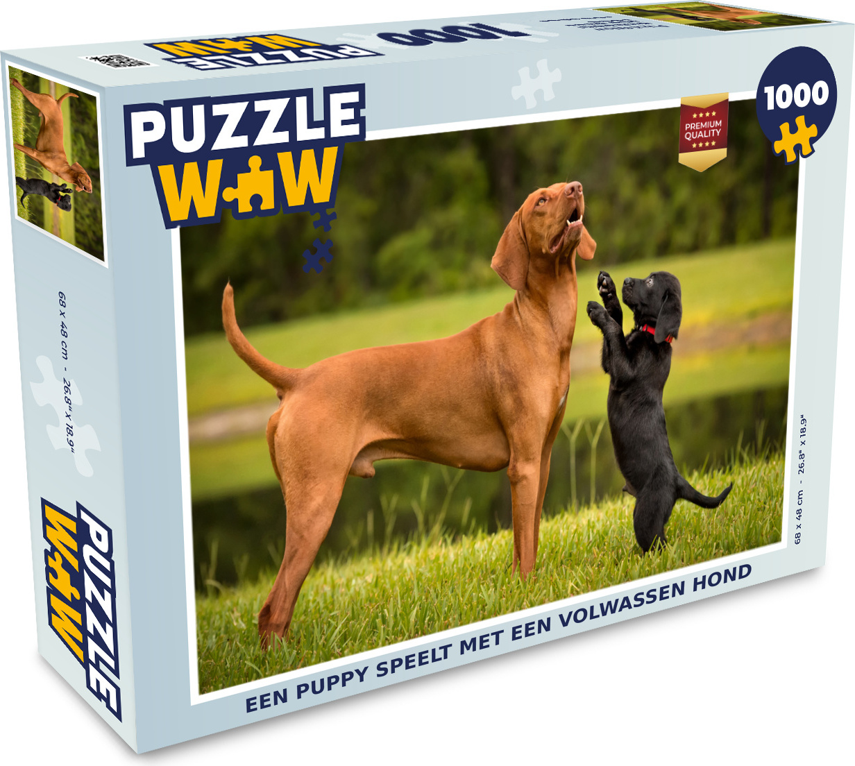 MuchoWow® Puzzle 1000 Teile Ein Welpe spielt mit einem erwachsenen Hund - Erwachsene - Rätsel 136|17286649