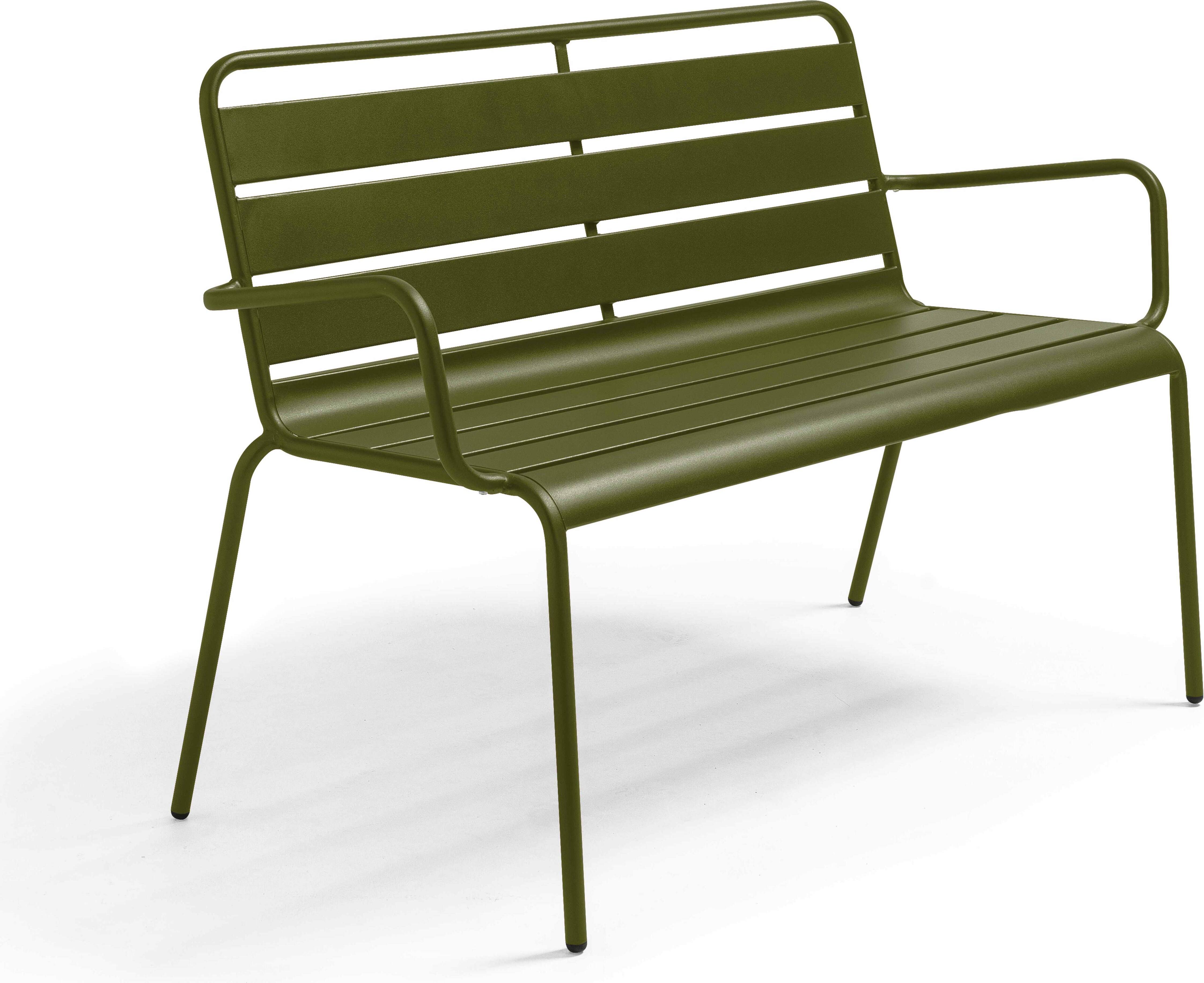 Gartenbank aus pulverbeschichtetem Stahl Khakigrün - Oviala Palavas 114580