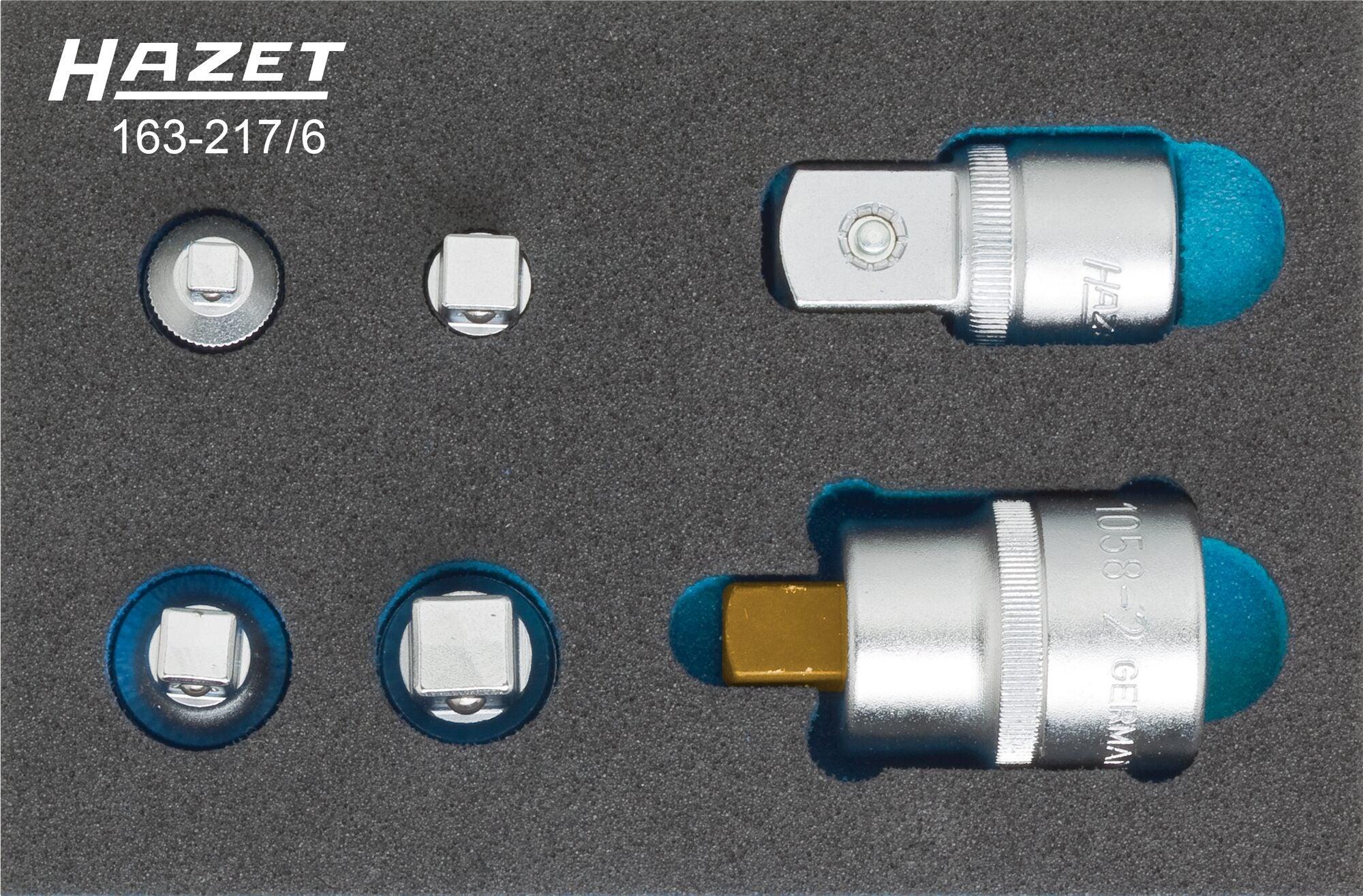 Hazet Adapter Satz 163-217/6, 1/4 (6,3 mm) Vierkant hohl, 3/8 (10 mm) Vierkant hohl, 1/2 (12,5 mm) Vierkant hohl, 3/4 (20 mm) Vierkant hohl, 1/4