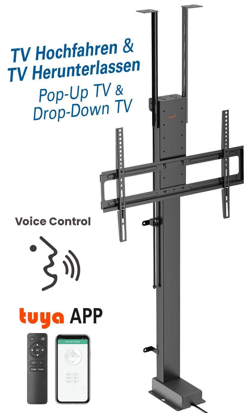 myWALL my wall TV Lift HP66-3L – Möbel- & Deckenmontage, Steuerung per Fernbedienung, Tuya-App & Sprachbefehl (Alexa/Google), für 43"-88" (109-224 cm), bis 60 kg