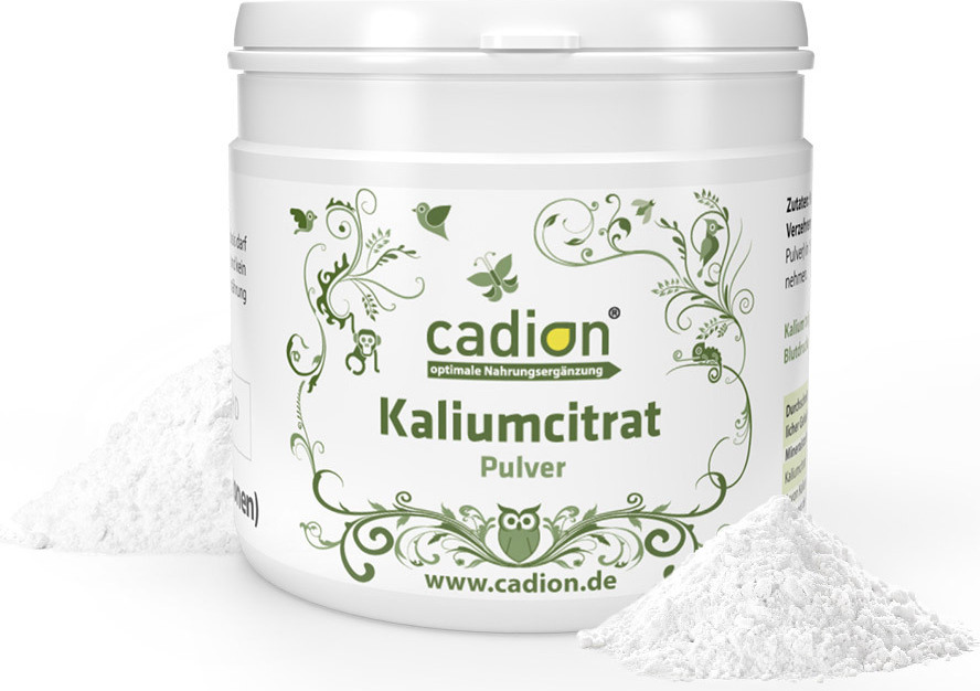 Cadion AS Vertriebs GmbH Kalium - Kaliumcitrat Pulver - Tri-Kaliumcitrat 300g Dose - inkl. Messlöffel