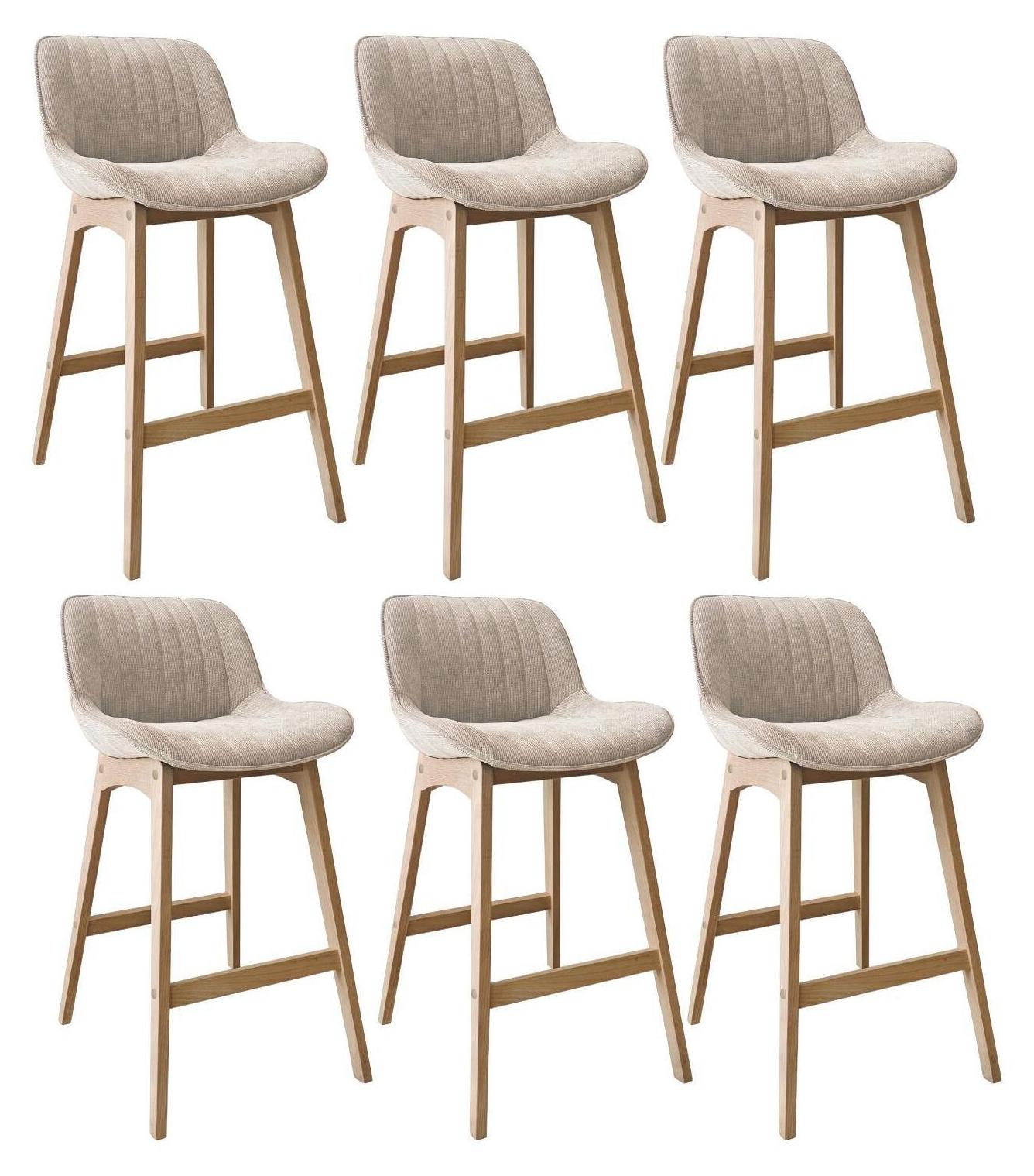 MOB-IN NORDEN Barhocker-Set Eiche & Cord-Samt H75cm