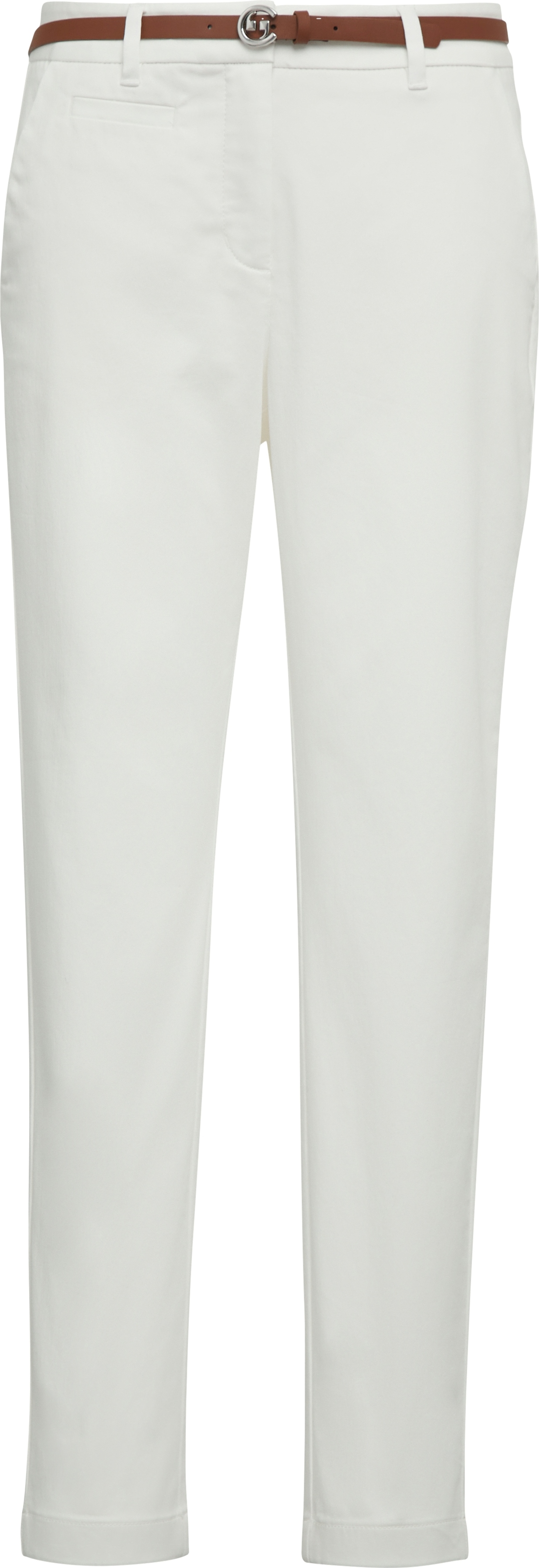 comma Damen Hose schmal geschnitten in Weiß, Größe 44, mit Gürtel, Modell 0120