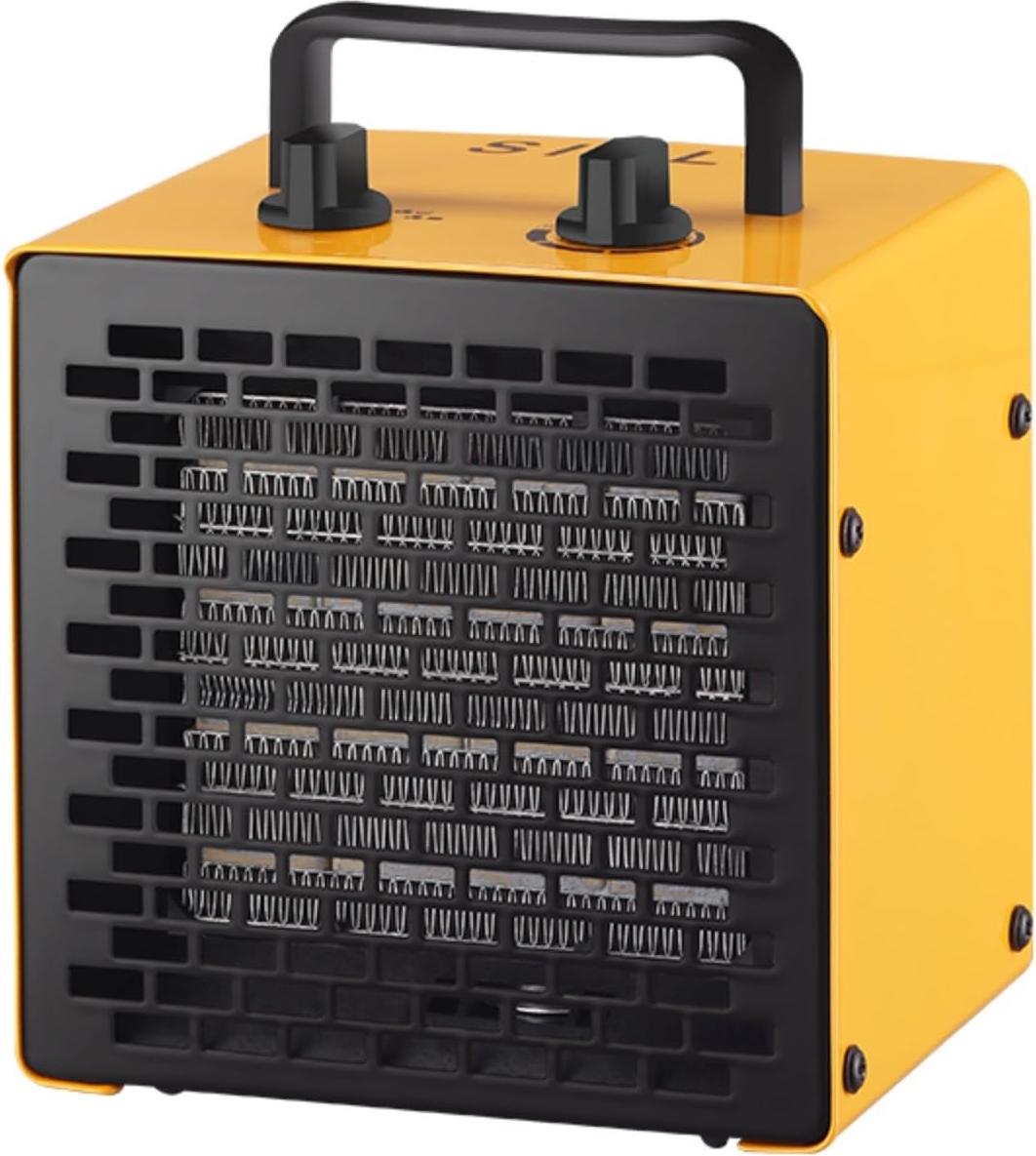 SIAL 2000W prenosný priemyselný ventilátorový ohrievač s keramikou (PTC) a ochranou proti prehriatiu - pre vnútorné priestory, ako sú kancelárie, dielne, garáže - žltý