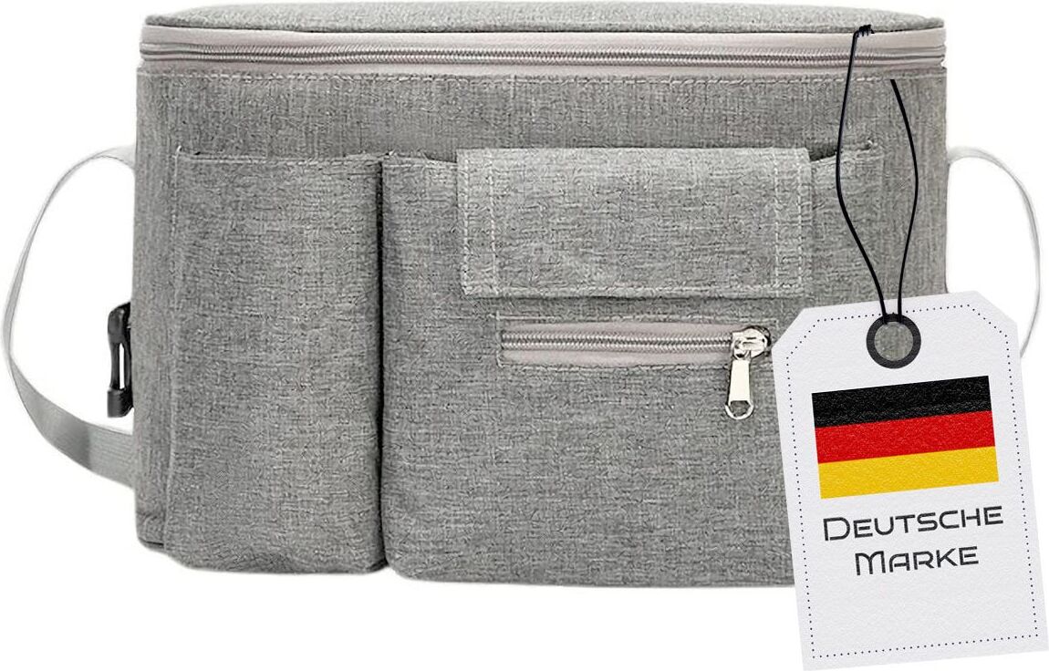 Personaliserte Öko-Leder Kinderwagentasche Mit Namen – Organizer & Brotkasten In Grau