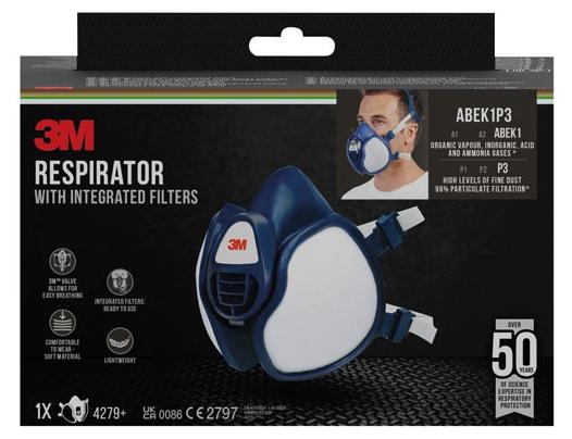 3M 4279, Halbmasken-Atemgerät, Atemgerät mit Versorgung aus der Atmosphäre, Gas & Öl, Industrielle Wartung, Blau, Kunststoff, Gummi, CE 4279PRO1