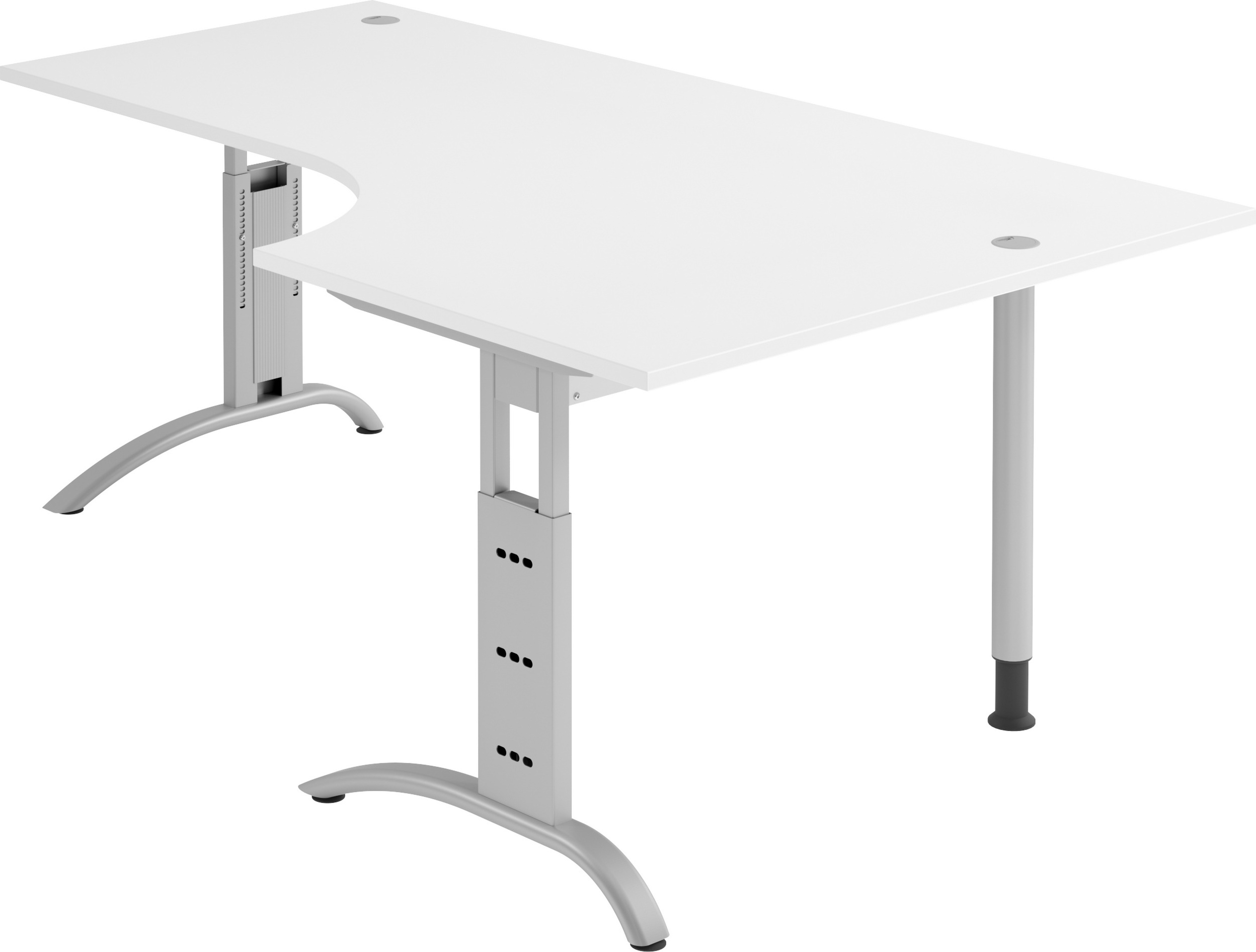 bümö manuell höhenverstellbarer Eckschreibtisch weiß, Schreibtisch L Form 200x120 cm - Eckschreibtisch höhenverstellbar, L Schreibtisch, PC-Tisch BU-FS-82-W-S