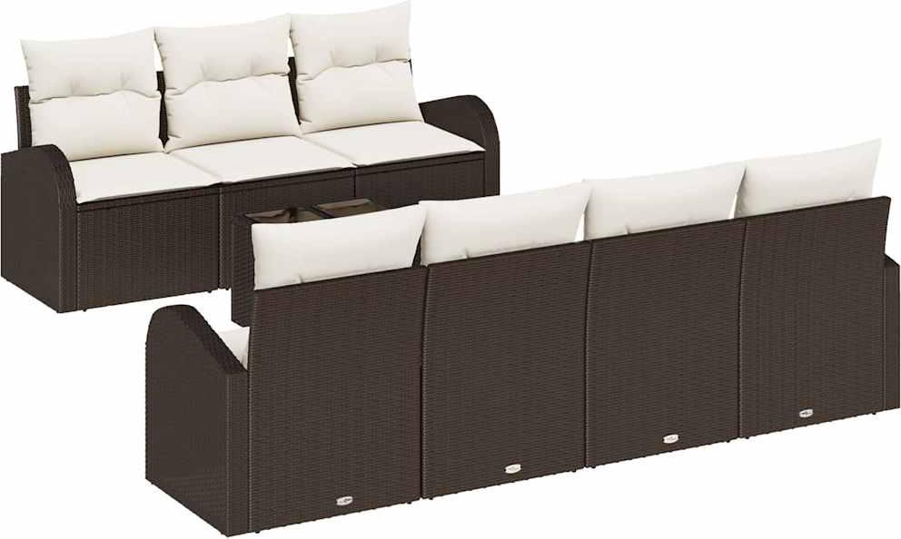 vidaXL Gartensofa-set Braun 55 x 55 x 37 cm Poly-Rattan Image