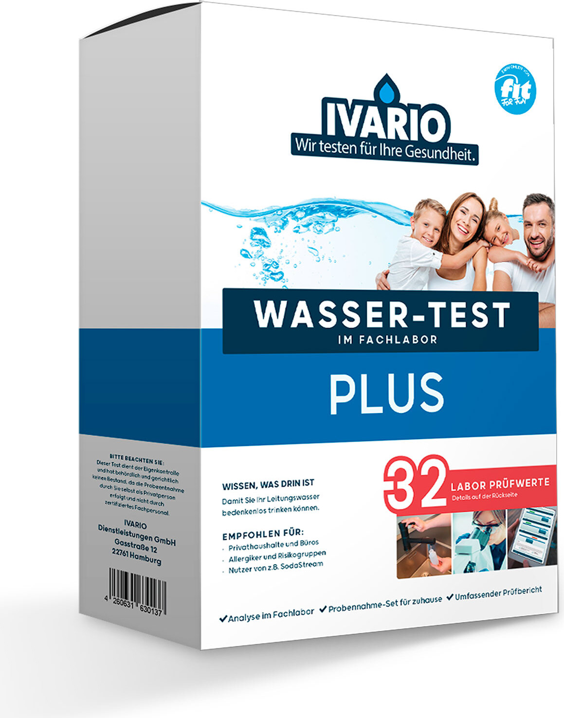 Ivario Plus-Wassertest, Testung 32 trinkwasserrelevanter Parameter