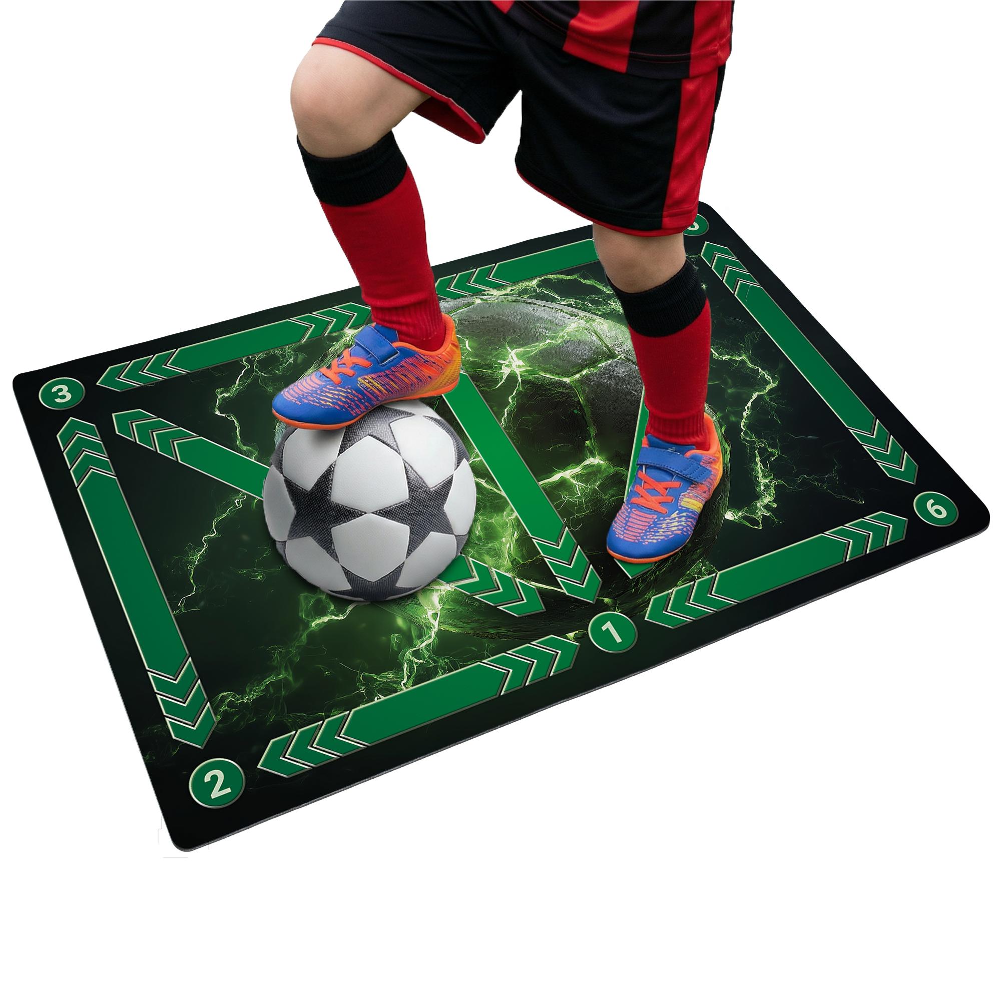 druck.de Fußball Trainingsmatte - 90x60 cm - Grüne Energie - Training Kinder - Rutschfeste Matte für Ballkontrolle - Kickmatte - Techniktrainer