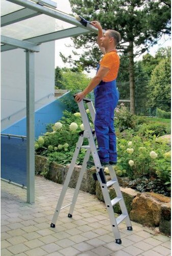 Günzburger Steigtechnik Stufen-Stehleiter einseitig begehbar 4 Stufen - 040104