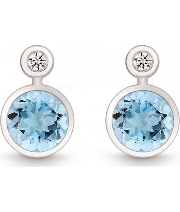 QUINN - Ohrstecker (Paar) - Damen - Silber 925 - Diamant - Blautopas - Wess. (H) - piqué - 36393958