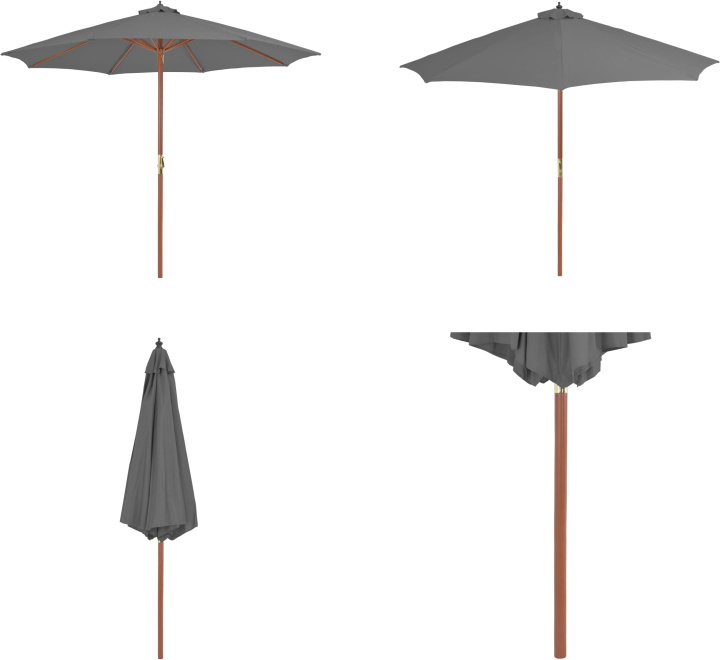 vidaXL Sonnenschirm mit Holz Mast 300 cm Anthrazit - Sonnenschirm - Sonnenschirme - Sonnen Schirm - Sonnen Schirme HL44495