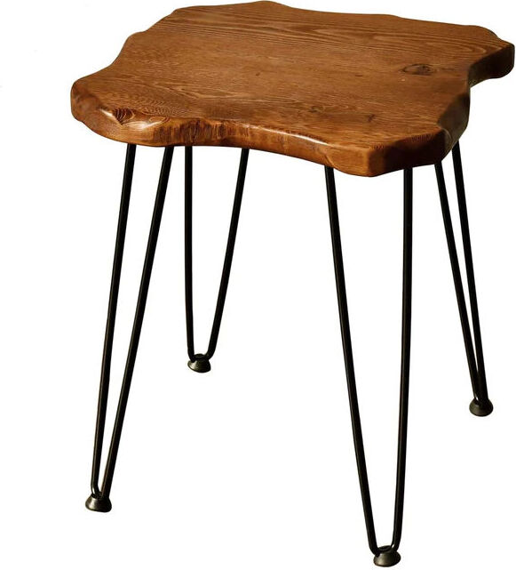 Spetebo Holz Beistelltisch Kiefer massiv 45 cm - eckig - Blumen Couch Sofa Tisch handgefertigt natürliche Tischkante