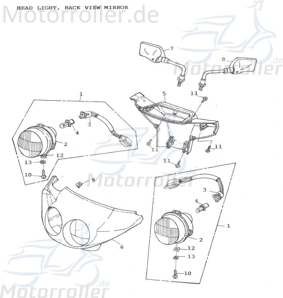Adly Scheinwerferverkleidung schwarz Roller 64211-107-000-S Motorroller.de Scheinwerfer-Verkleidung Lenker-Verkleidung Scheinwerferabdeckung Mokick Service