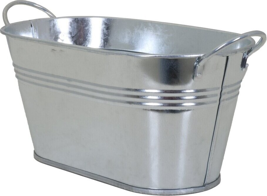 tegawo Blumenwanne mit Henkel aus Zink oval 22x13x11 cm 68-03275