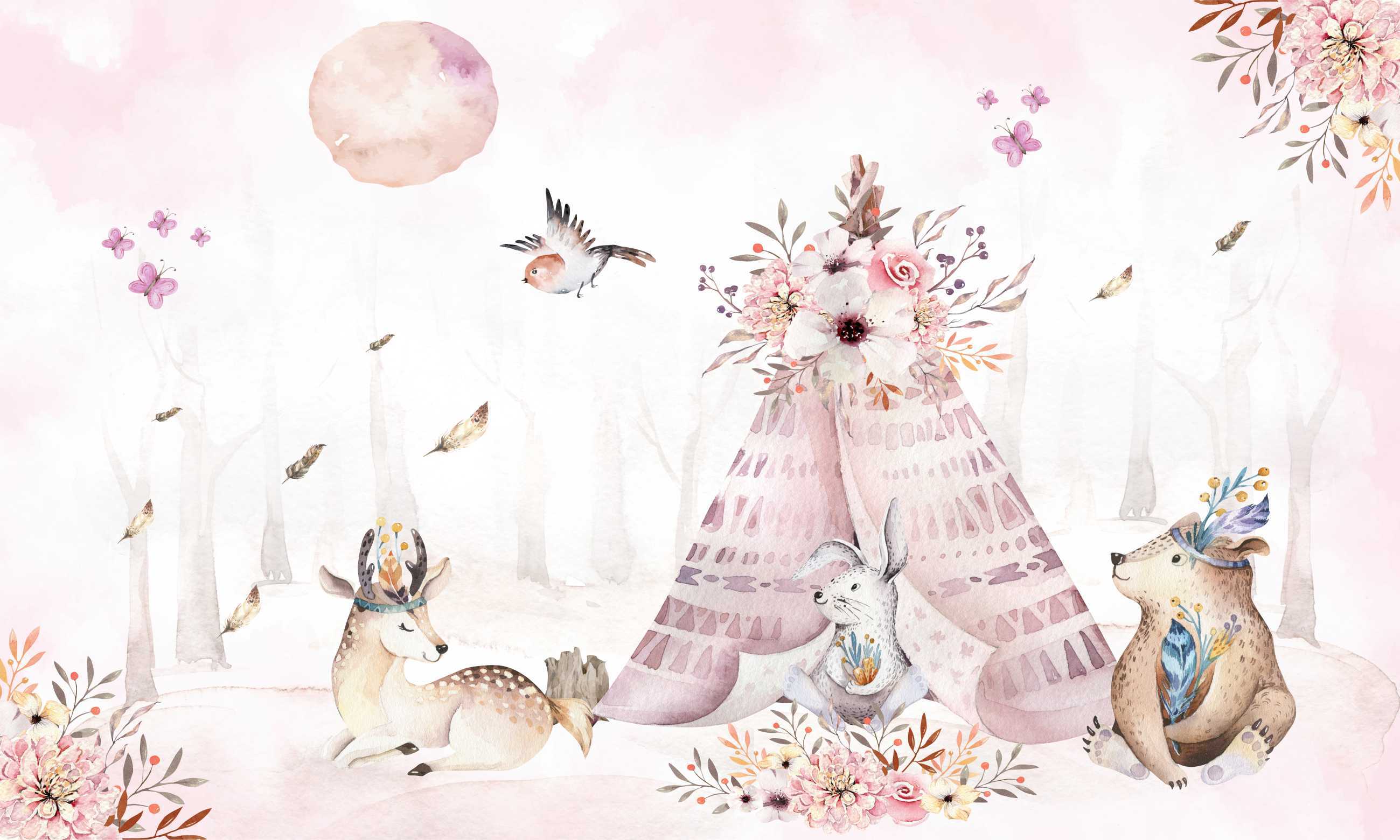 Magnetický kryt na radiátory Boho Animals 60x100cm Magnetický kryt do detskej izby