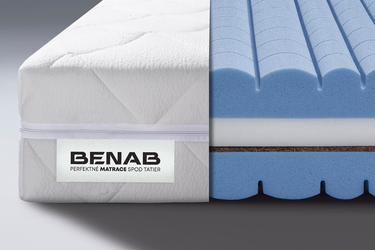 Kaltschaummatratze Benab Delta Flex Matratze 140 x 200 cm H3 / H4 hart 21 cm hohe Kaltschaummatratzen, Lyocell, Kokosschicht, HR-Schaum, Beidseitiges Antidekubitus-Profil, Partnermatratze, Hot Melt,