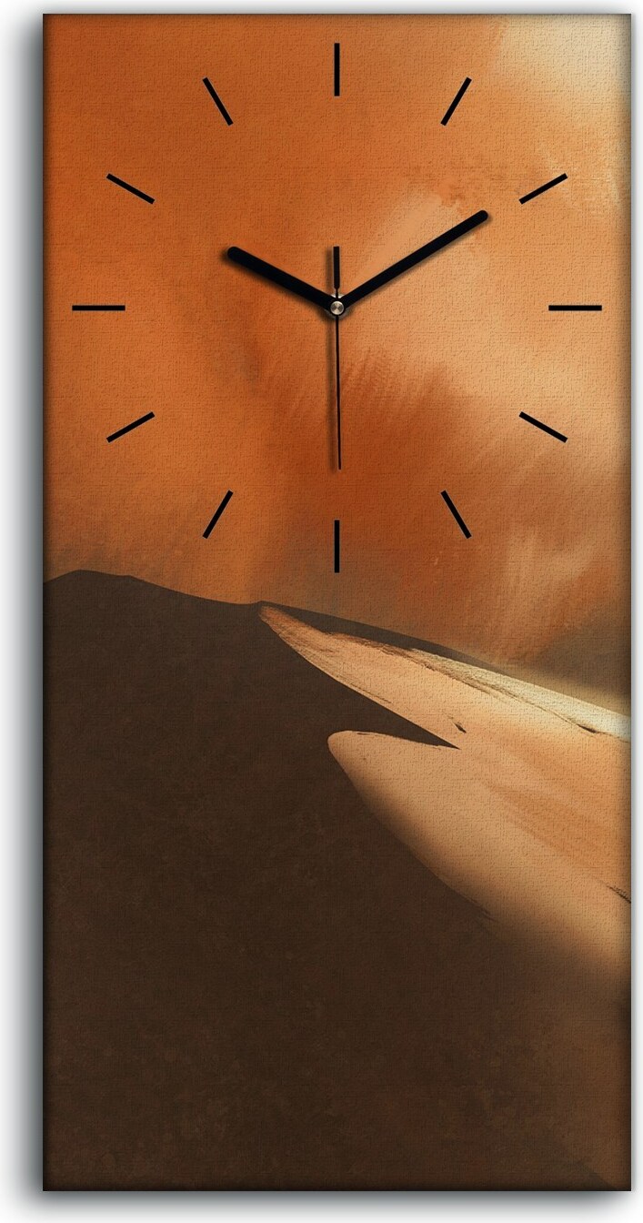 coloray Wandbild Leinwand Bilder mit Uhr 30x60 Sandsturm in der Wüste und Wanderer - schwarze Hände zcv-117074477-30x60-c