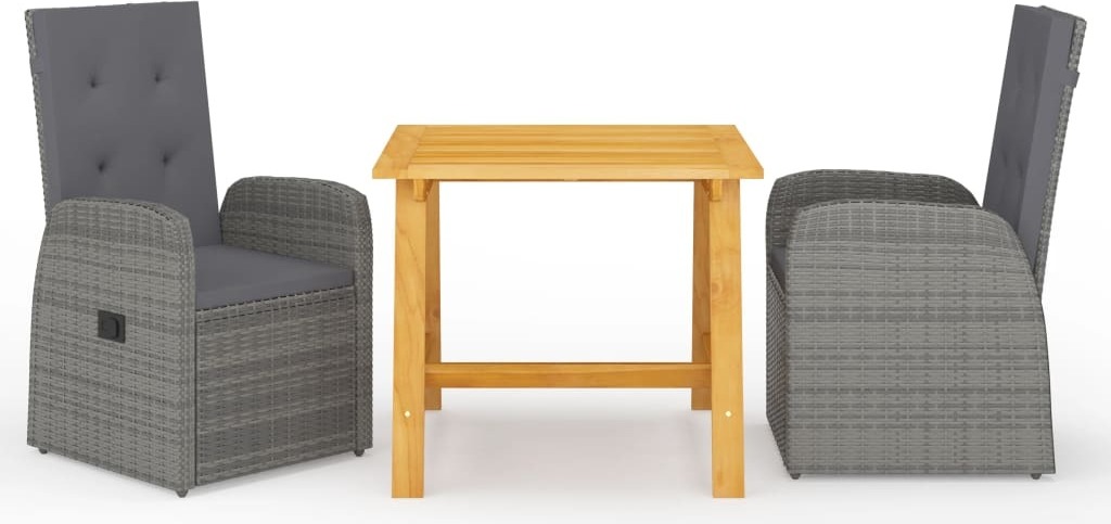 The Living Store 3ks. Záhradný jedálenský set sivý