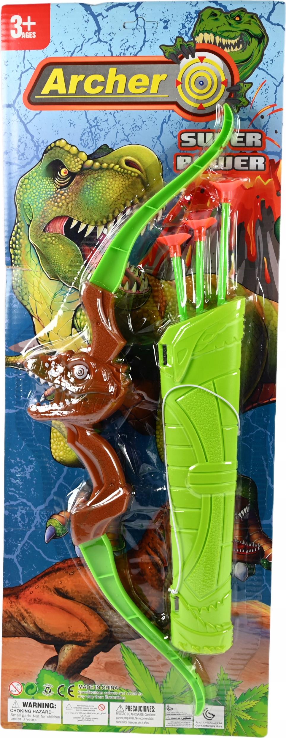 Midex Kinder Pfeil und Bogen Set Dinosaurier 3 Pfeile mit Saugnapf Sicher Outdoor Spielzeug Garten