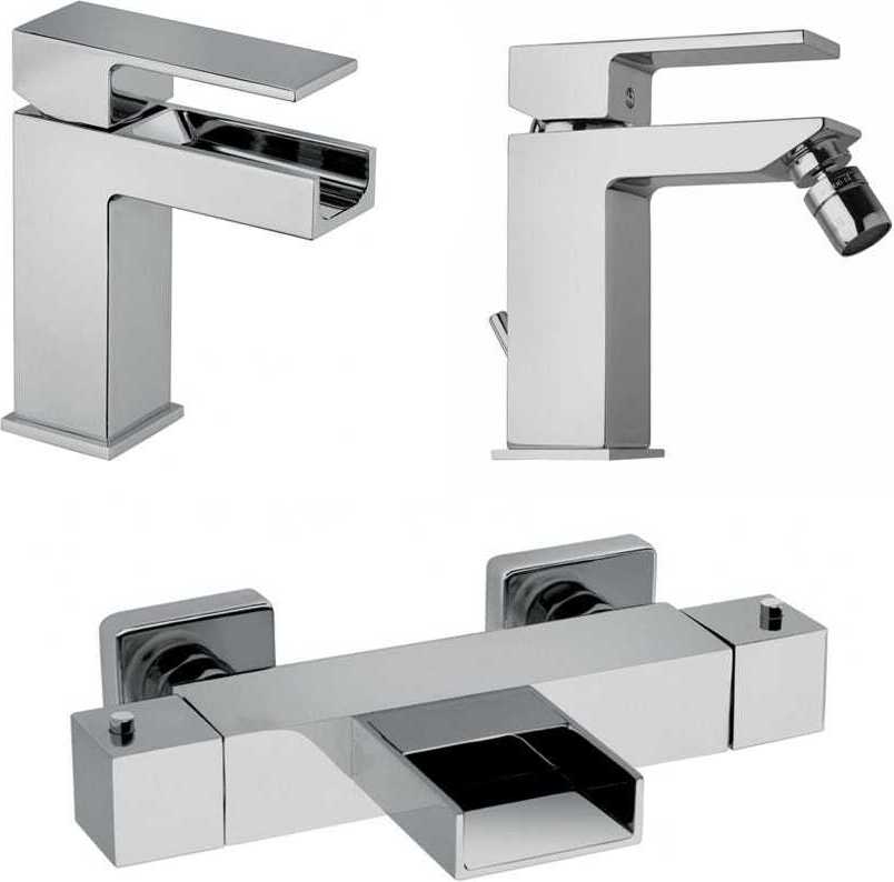 Armaturen mit Thermostatmischer Badewanne, Waschtischmischer, Bidetmischer Chrom-Finish