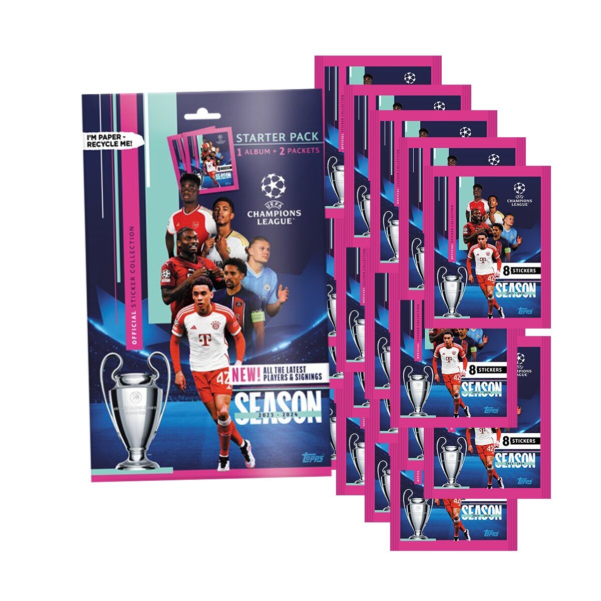 Topps - Champions League 2023/24 - Sammelsticker - 1 Starterpack + 20 Tüten