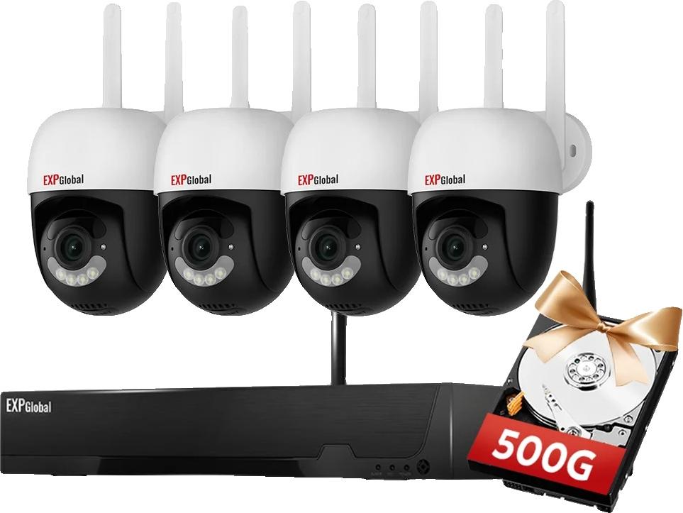 Bezdrôtový bezpečnostný kamerový systém, inteligentné nočné videnie, obojsmerný zvuk, 1xNVR 4x3MP PTZ kamera, 500g, EU zástrčka