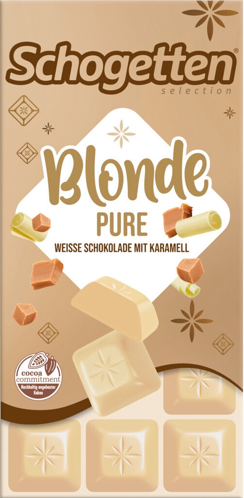 Mega-Paradies Schogetten Blonde Pure Weiße Schokolade mit Karamell Packung 100g 838782